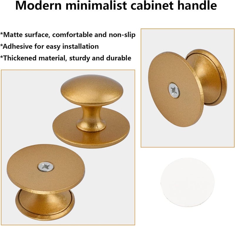 MOROBOR Adhesive Cabinet Knobs  4pcs Self-Stick Instant Kitchen Cabinet Knobs Drawer Pulls Stainless Steel Drawer Knobs for Windows  Wardrobes  Cabinets  Drawers (Matter Gold) - Image 4